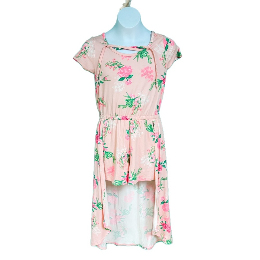 Btween Pink White & Green Floral Boho Romper Dress Girls Size 10